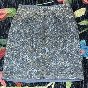 Moulinett Soeurs Anthropologie Beaded Sequin Embellished Wool Skirt